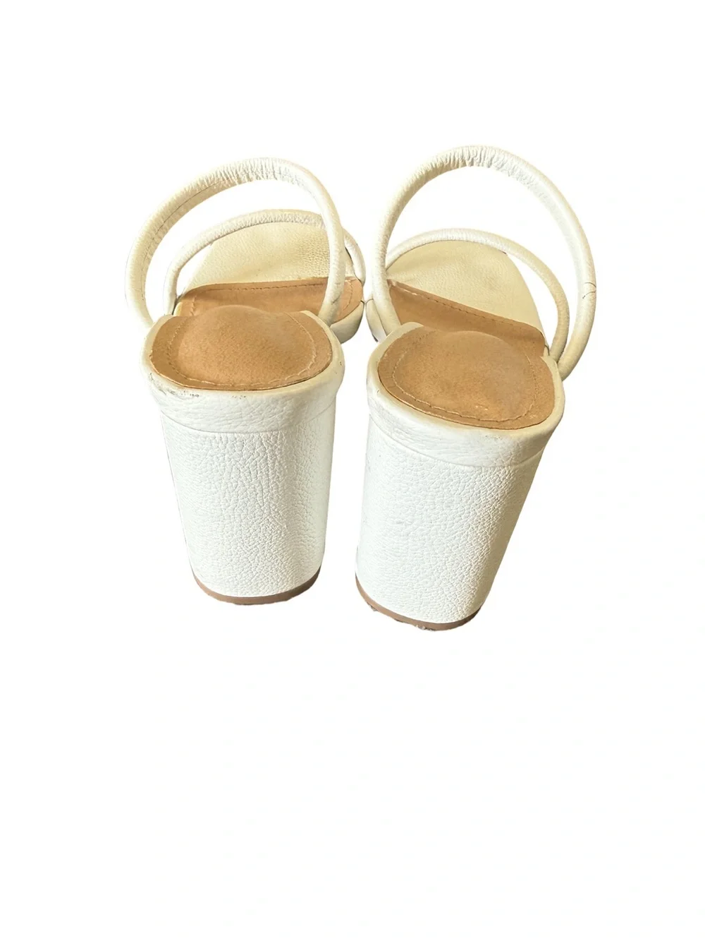Women’s White Strappy Slide Heels